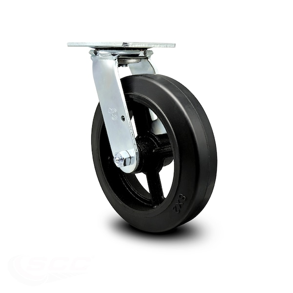 8 Inch Rubber on Steel Wheel Swivel Caster with Roller Bearing